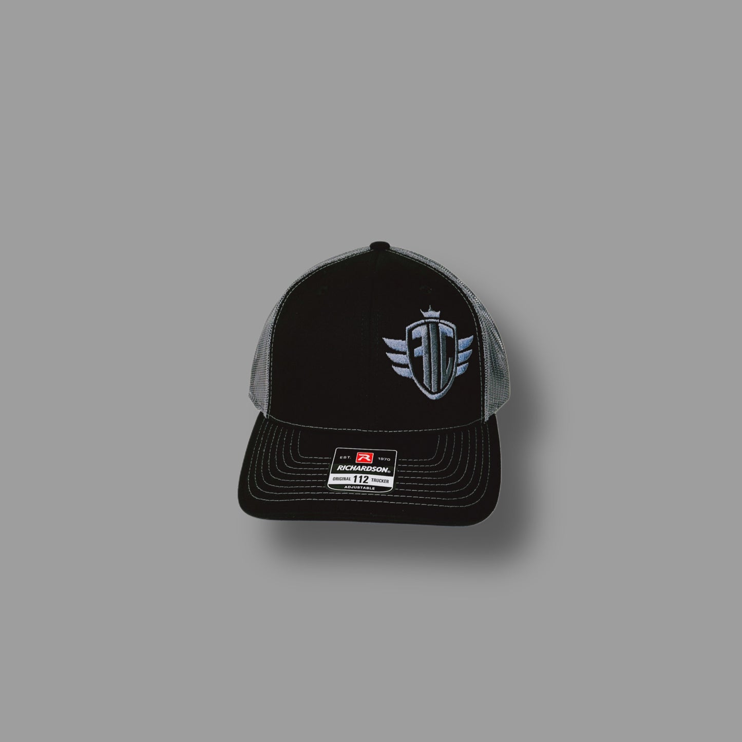 Richardson 112 Black/Heather Grey with Ideal Fab Embroidery