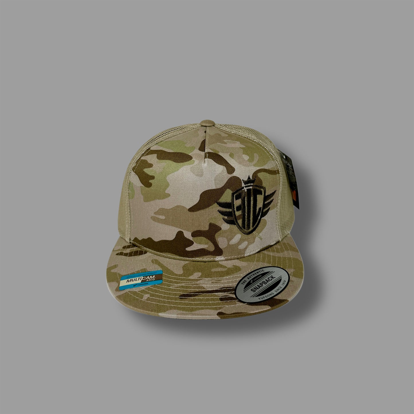 Multi-Cam Tan Flat Bill with Ideal Fab Embroidery